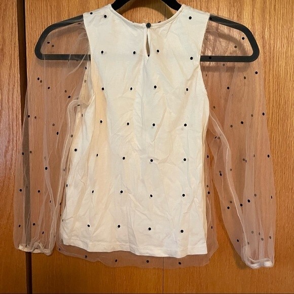 Zara Kids Girls Soft Cream Polka Dot Organza Blouse Size 11-12 Months - Picture 3 of 8